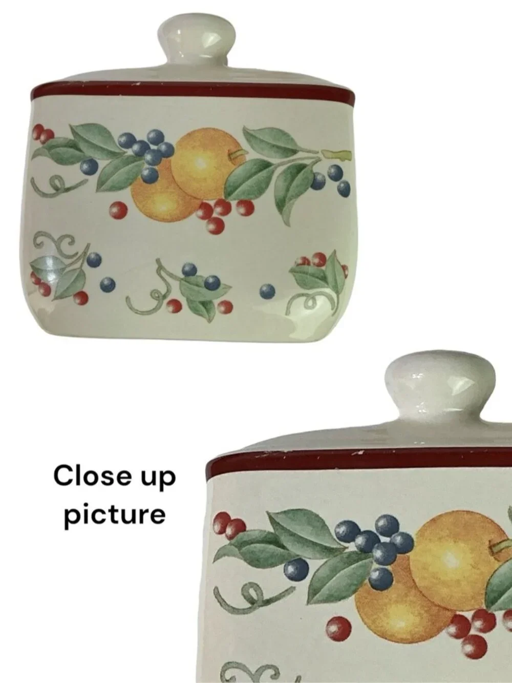 Vintage Spoon Rest Napkin Holder Corelle Coordinates ABUNDANCE Fruit Jay Import